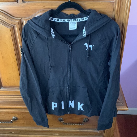 PINK Victoria's Secret Tops - VS PINK Black Zip-Up Sweatshirt, Size Small